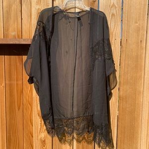 Black sheer kimono - fits up to a size 2x